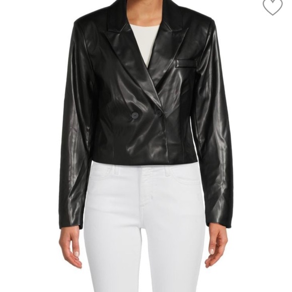 Area Stars Jackets & Blazers - Area ⭐️ Stars • Women’s Black Faux Leather Cropped Jacket NWT M